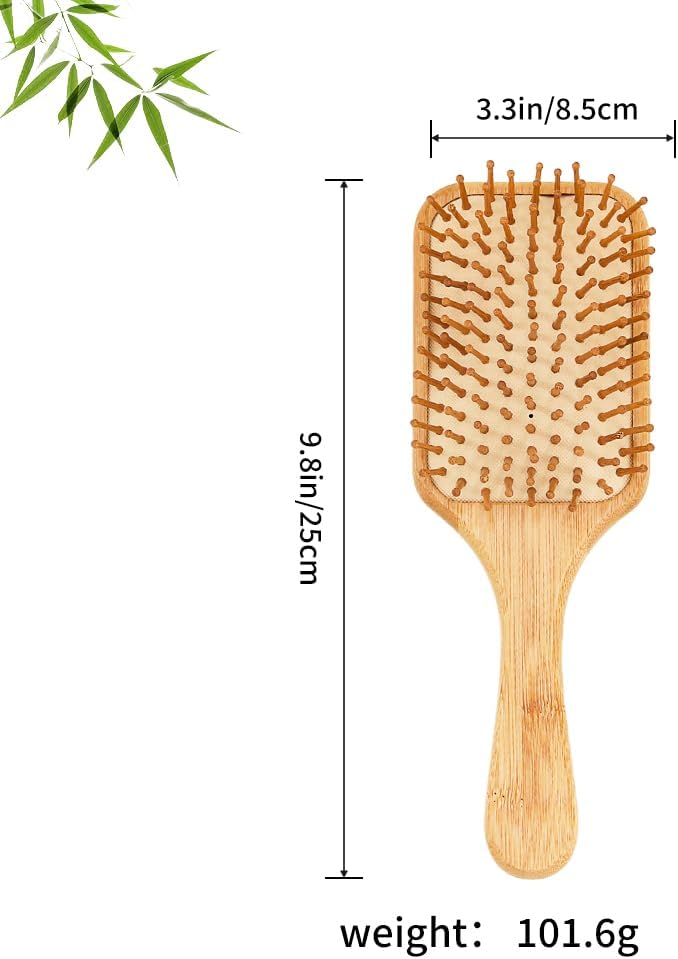 Doctor's Hair Secret Hair Brush Natural Wooden Bamboo Paddle Hairbrush Eco-Friendly with Cotton Travel Bag, Rounded Wooden Bristles To Reduce Tangling, Frizz, Hair Breakage For All Hair Types